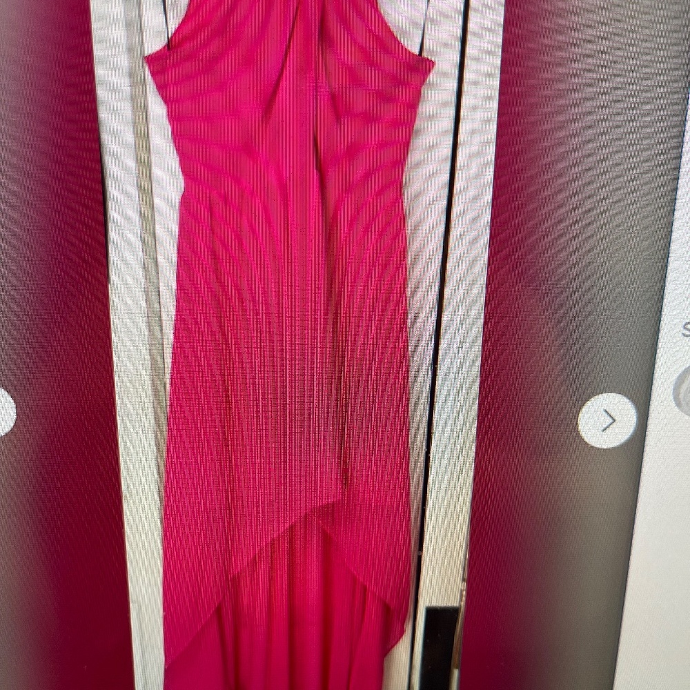 Bebe Hot Pink Peek A Boo Chiffon Dress Size 2